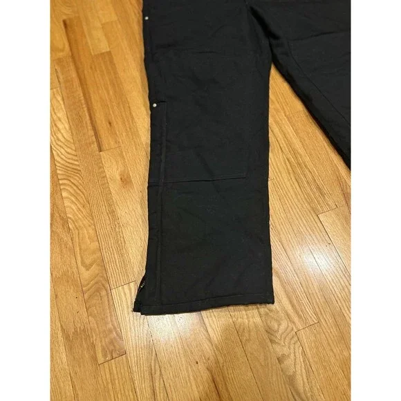 NWT Carhartt Men Quilt Lined Zip To Knee Bib Overalls Black $180 46x34 R03